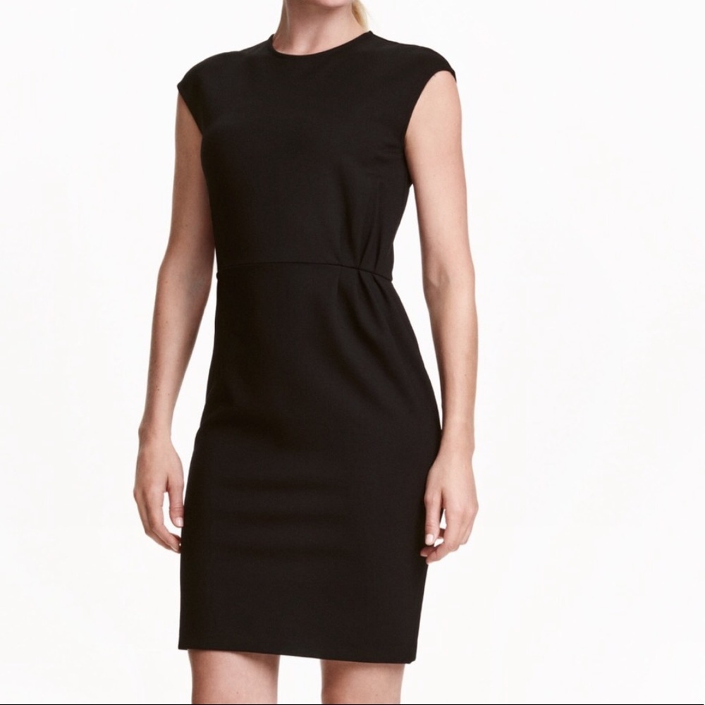 H&M Black Sheath Dress with Gold Zipper  Size Small